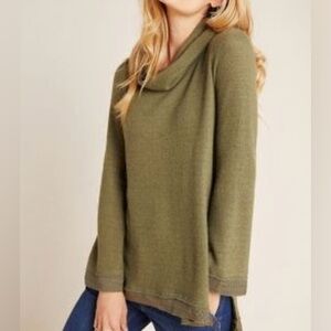 Anthropologie Maeve Cowl neck tunic sweater olive green large